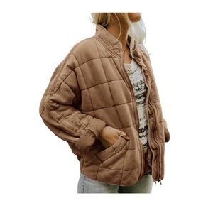Women’s Lightweight Quilted Jacket Casual Long Sleeve Zip Up Dolman Coat